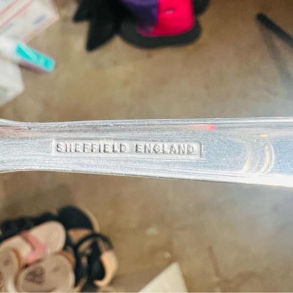 Sheffield England vtg christmas salad Spoon with White Handler - Picture 2 of 2